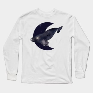 Right Whale Crescent - Navy Long Sleeve T-Shirt